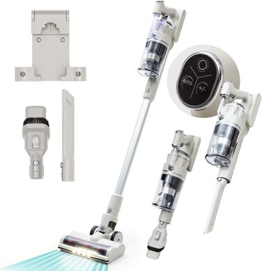 Бездротовий акумуляторний пилосос Klarstein без мішка з 4-ступеневим фільтром E12 EPA для шерсті тварин, килима та твердих підлог, ручний без мішка з насадкою для підлоги 180°
