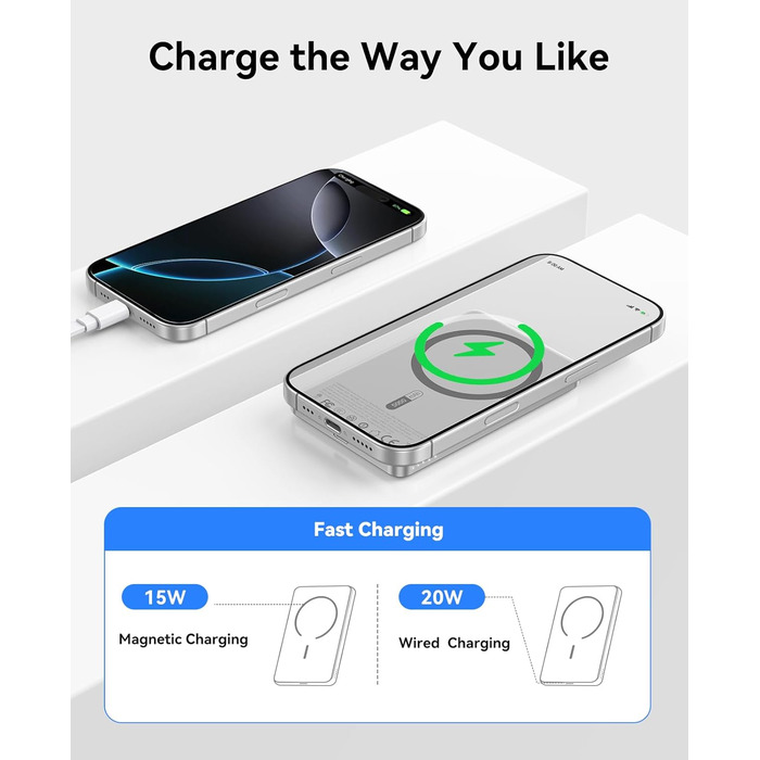 Power Bank Orico Kada Magsafe 5000mAh – Бездротовий павербанк з USB-C, Магнітне підключення, 20W PD, сумісний з iPhone 16/15/14/13/12