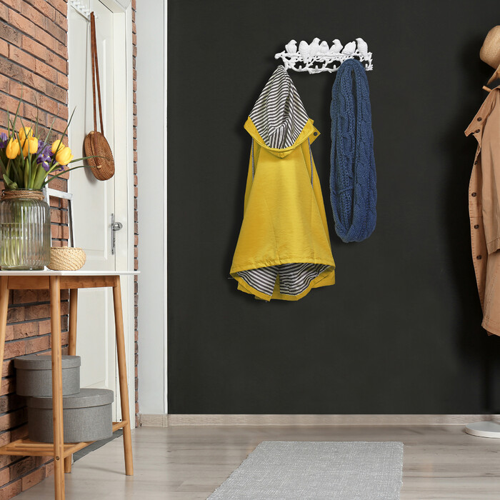 Relaxdays Bird-Themed White Coat Rack