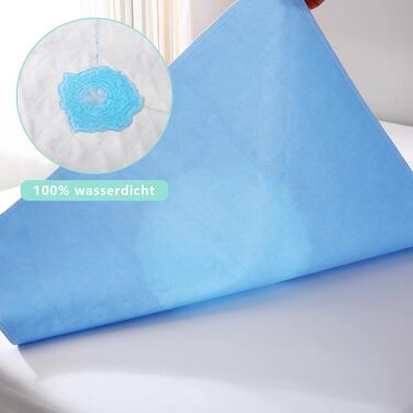 Aimtton 2-Pack Washable Incontinence Pad 86 x 132 cm Absorbent Nonwoven Mattress Cover Waterproof and Washable, Blue-White