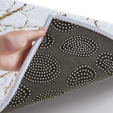 QJHOMO Non-Slip Bath Mat Washable, Bathroom Rug, White Bathroom Carpet, Gold Decorative Rug Luxury Bathroom Accessories, Soft Microfiber Absorbent Bath Rug for Bathroom, Bathtub, 40x60 cm 40 x 60 cm White and Gold