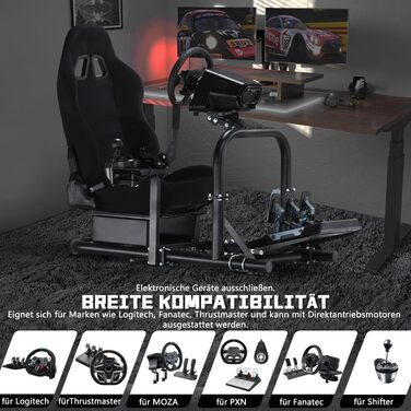 Ігровий кокпіт-симулятор Dardoo Racing з сидінням для керма Logitech G29 G923, Thrustmaster T300RS, Fanatec (PS4, PC)