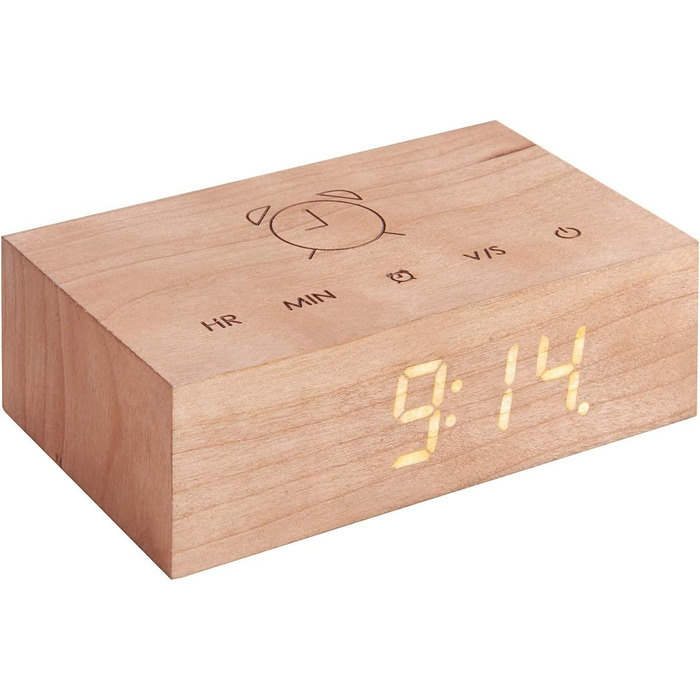 Gingko Design G003C15 Alarm Clock, Wood, Cherry, One Size