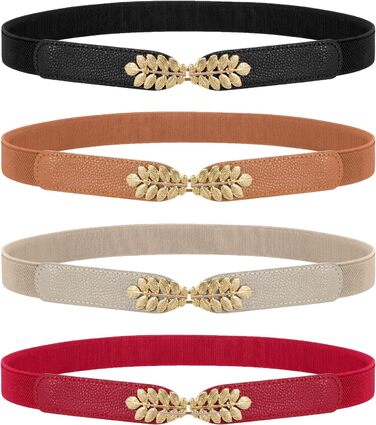 Жіночий еластичний пояс WERFORU Vintage Широкий пояс для суконь та одягу. Кольори: чорний, білий, коричневий, бежевий. Розмір: 67-79 см