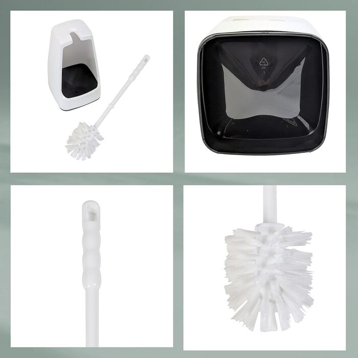 Набір для чищення унітазу Levin, щітка з контейнером, 38 см, білий