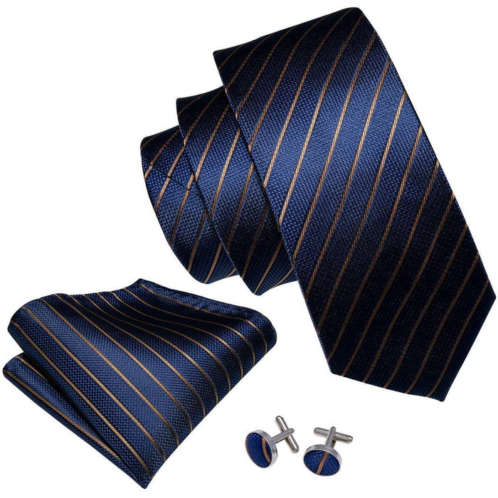 Набір краваток Barry.Wang: шовкова краватка з квітковим візерунком Paisley, нагрудна хустинка, краваткова застібка, манжетні кнопки, блакитний колір, для свят та вечірок