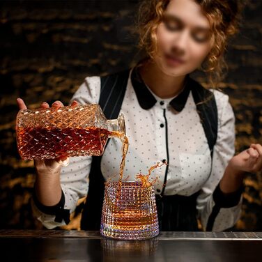 Набір склянок для віскі Weobao 3 шт. Old Fashioned, ручної виготовлення, кришталь, без свинцю, 160 мл. Ідеально для скотчу, бурбону, коньяку та коктейлів.