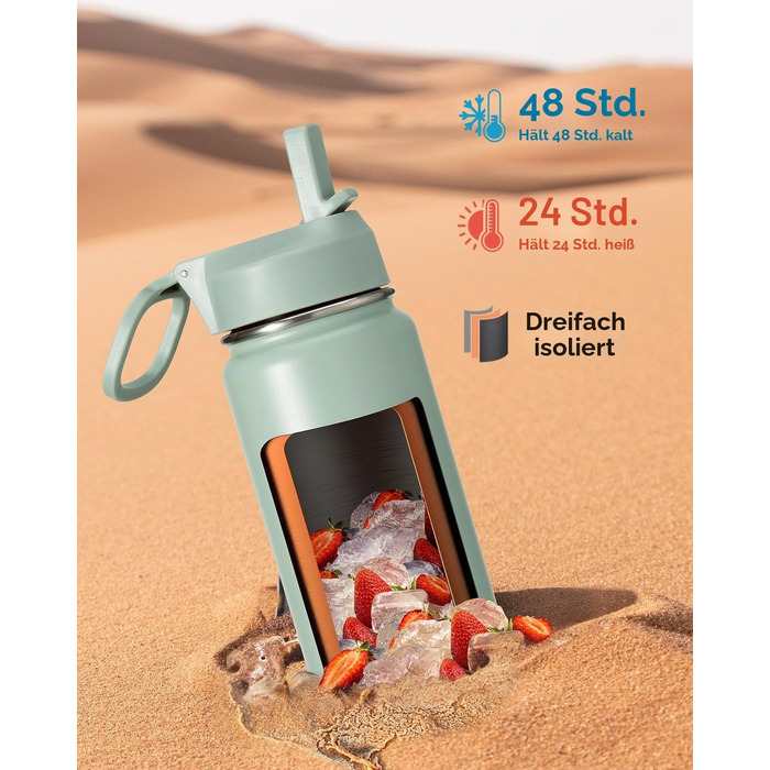 Термофляга Coolflask 710 мл зі сталі з трубою та 3 кришками, вакуумна ізольована пляшка для води для спорту та подорожей, Starry Indigo Black