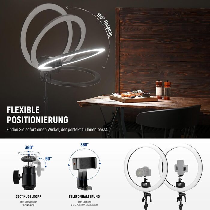 NEEWER кільцева лампа 20 дюймів LED з триподом та тримачем для телефону, 44 Вт 3200K-5600K з акумулятором, USB, для макіяжу, тату, вій, YouTube, TikTok, відеозйомки (SRP18C)