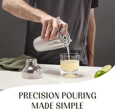 Stainless Steel Cocktail Shaker Set - 10 Piece Mixology Set with Bamboo Stand - Silver Bar Accessories Gift Set