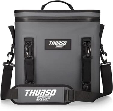 Thurso SURF Soft Cooler 24 Can — Термосумка для напоїв на 24 банки, 48 годин ізоляції, водонепроникна, для пляжу, кемпінгу, каякінгу, паделбордингу (сірий/чорний)