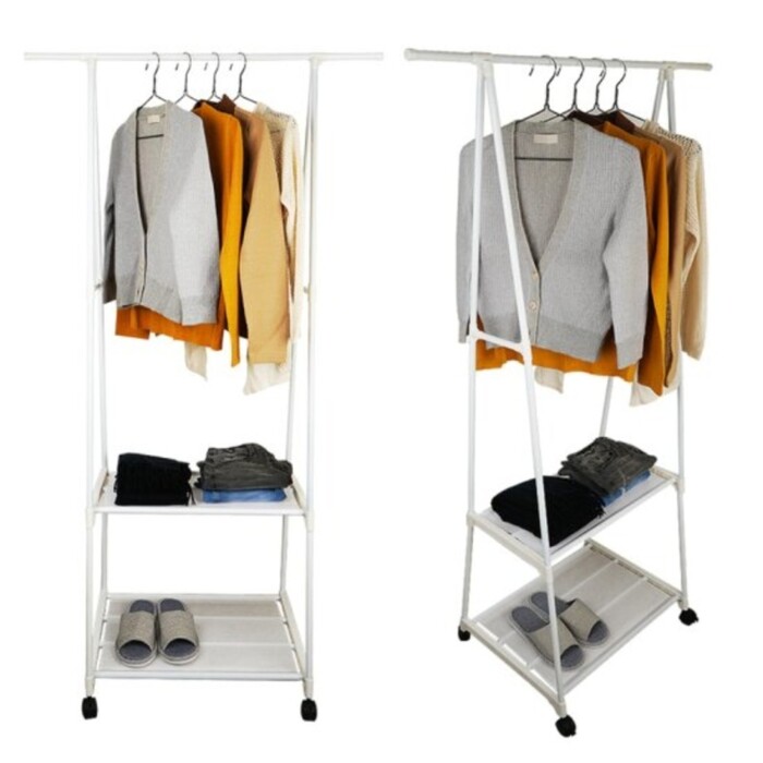 Relaxdays Clothes Rack with Wheels and 2 Shelves