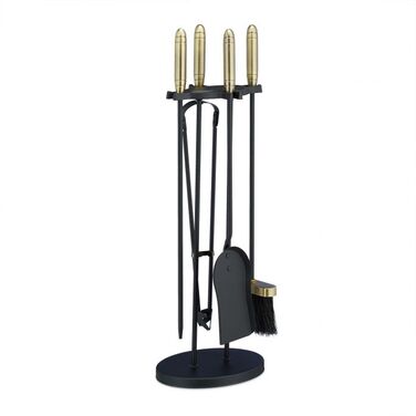 Relaxdays 5-Piece Fireplace Set black/gold