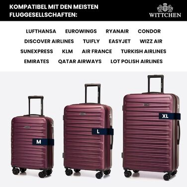 WITTCHEN Skyspeed Line - Великий валіза на колесах, жорсткий корпус ABS, телескопічна ручка, комбінаційний замок, 4 колеса, каштанового кольору. Підходить для авіакомпаній Lufthansa, Eurowings, Ryanair, Condor.