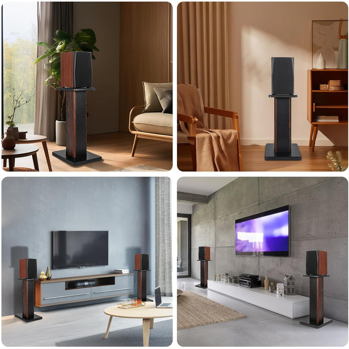 Підставка для акустики OUUTMEE 60 см (24 дюйми) з дерева – міцна підставка Hi-Fi для домашнього кінотеатру, універсальний тримач для акустичних систем для книжкових полиць з пісочною засипкою (2 шт.)