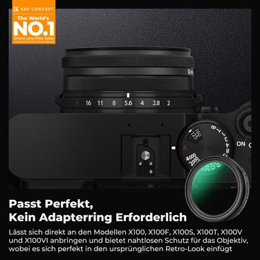 UV-фільтр K&F Concept для Fujifilm X100 (X100F/X100S/X100T/X100V/X100VI) - Чорний