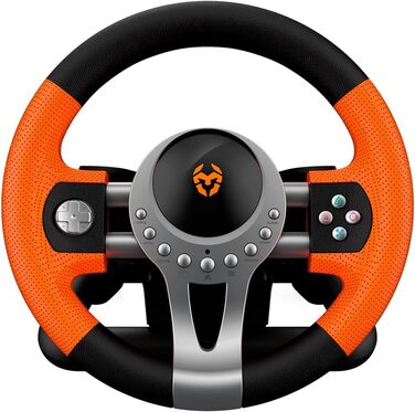 Ігровий кермо KROM K-Driver з педалями та вібрацією, сумісне з PC, PS3, PS4, Xbox One, з перемикачем передач, гачками перемикання та 12 кнопками, USB-порт для гоночних ігор