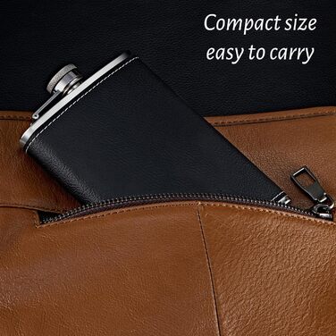 Фляга сталева 8oz (2 шт.) з воронками, келихами та сумкою, чорна - DALAETUS