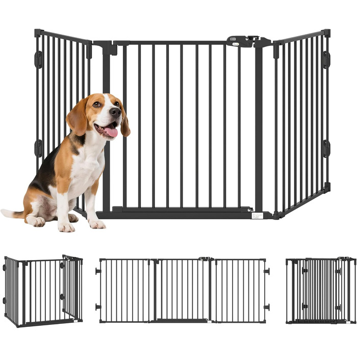 Захисне ґратка для собак PawHut - відбійник для дому, 3 панелі, чорний (202.5 x 76 см)