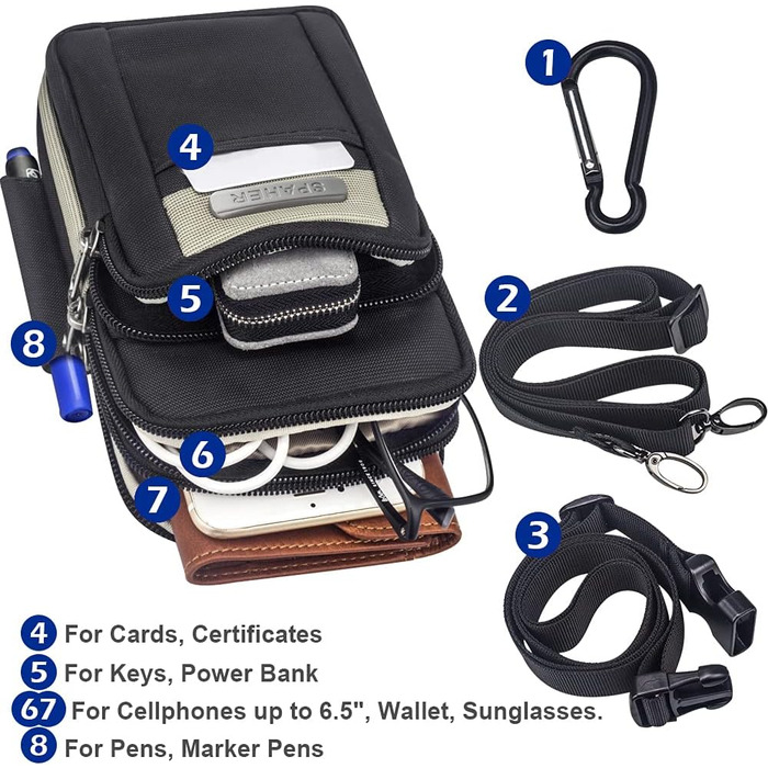 Чоловіча нагрудна сумка SPAHER: компактна, для телефону, на плече, поясна, для подорожей, хакі