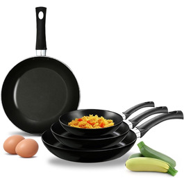 Набір антипригарних сковорідок Avilia (4 шт.) з нержавіючої сталі, діаметр 16-28 см, покриття AM Salus Hard System, ізольовані ручки, Made in Italy