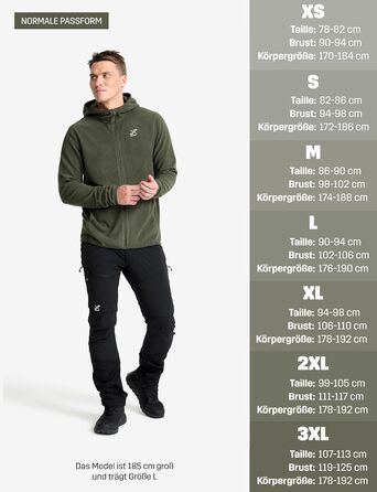 Флісова худі RevolutionRace Hiker для чоловіків, легка та еластична, чорна (S, Kambaba green)