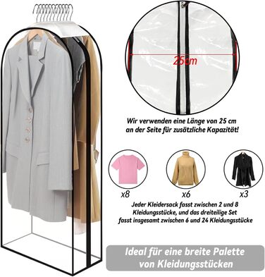 Прозорі мішки для одягу 2 шт. 110x60x25 см - захист та зберігання одягу під час подорожей