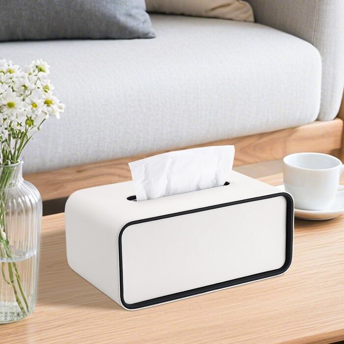 Скріпка для серветок GORESE, шкіряна, квадратна, біла (25.5 x 15 x 10.3 см)