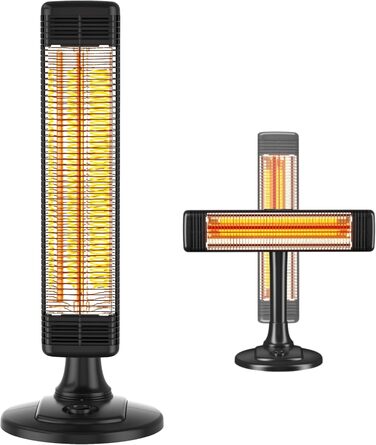 Інфрачервовий обігрівач Climative 2500W з 9 рівнями, IP65, для тераси та приміщення, з пусковим пристроєм та таймером, чорний (фіксований)