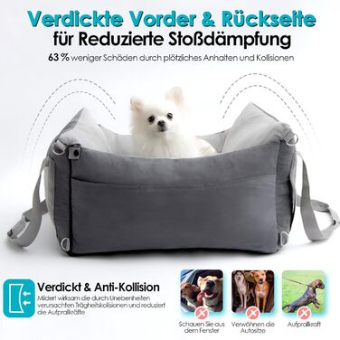 Portable Dog Car Seat for Small & Medium Dogs Under 15KG - Washable & Secure Travel Bed with Storage Pockets