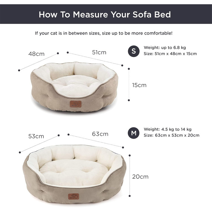 Ліжко для котів BEDSURE - зручне та миюче ліжечко для котів та маленьких собак, 63x53x20 см