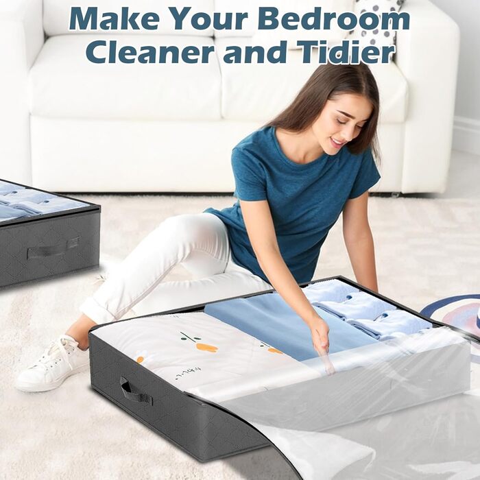 5 штук комода під ліжко Withosent 90л, коробки для зберігання під ліжко з флісу, складні сумки для зберігання одягу, постільної білизни, ковдр, подушок, 5 шт./90л