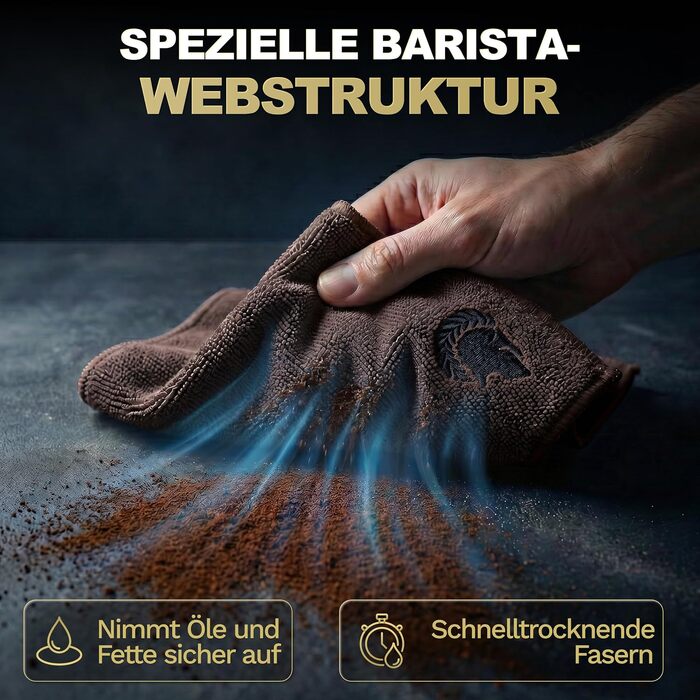 Набір серветок з мікрофібри для бариста Barista Legends, коричневі, 30 x 30 см, 8 шт.