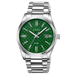 Чоловічий годинник CIVO з нержавіючої сталі: аналоговий бізнес-годинник з датою, що світиться - водонепроникний для роботи та відпочинку - стильний подарунок для чоловіків (сріблястий, зелений)