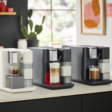 Tchibo Qbo MILK MASTER Premium Capsule Machine for Cappuccino, Espresso, Caffè Crema, Caffè Grande, Milk Foam at the touch of a button with a removable 300ml milk tank, with automatic shut-off, Lipstick Red