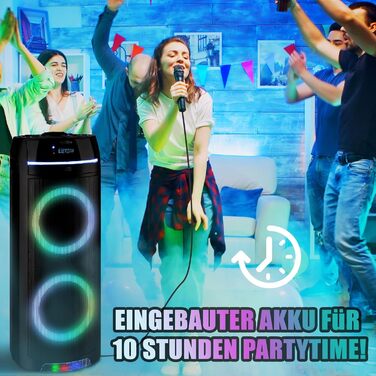 Reflexion PS09BT Bluetooth Партійний Динамік, DJ, Караоке, 500 Вт, Радіо UKW-PLL, LED-ефекти, Мікрофон, Акумулятор, Чорний