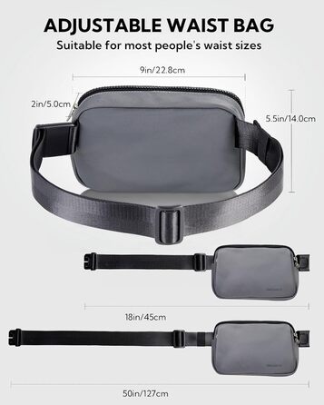 WATERFLY Поясна сумка на пояс для чоловіків та жінок: стильна сумка через плече, спортивна, модний аксесуар, водонепроникна, маленька сумка на стегно для активного відпочинку, подорожей, піших прогулянок, фестивалів (темно-сірий)