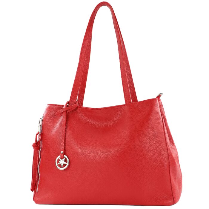 Сумка жіноча шкіряна Modamoda T205 шопер ручної роботи Італія червона