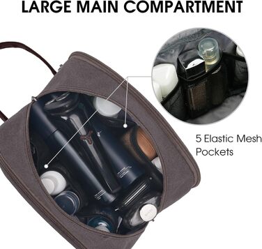 Чоловіча дорожня косметичка WANDF з канвасу, водонепроникна, веганська шкіра, для туалетних аксесуарів (зелена, тауп)