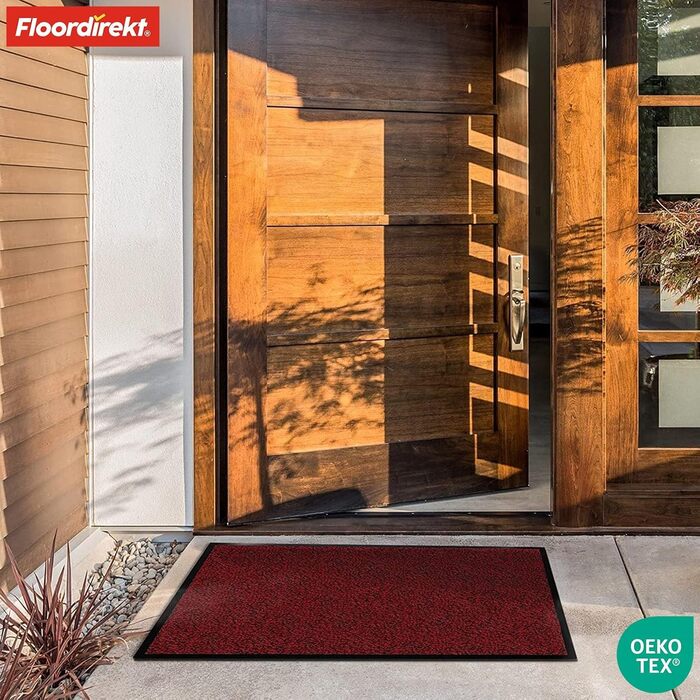Килимок для підлоги Floordirekt Rhine - миючий, потужний, з антиковзким покриттям - килимок для входу (Sparrow), червоний (меланж), 80x120 см