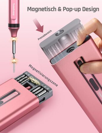 Електричний набір викруток преміум-класу 52 в 1 з 48 магнітними бітами, акумуляторний, для ремонту телефонів, камер, ноутбуків, годинників (Twilight Pink)