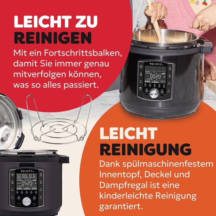 Instant Pot Pro 10-в-1: мультиварка-скороварка, 1200 Вт, 5.7 л, чорна нержавіюча сталь. 10 функцій: скороварка, плита, рисоварка, пароварка, йогуртниця, Sous Vide.