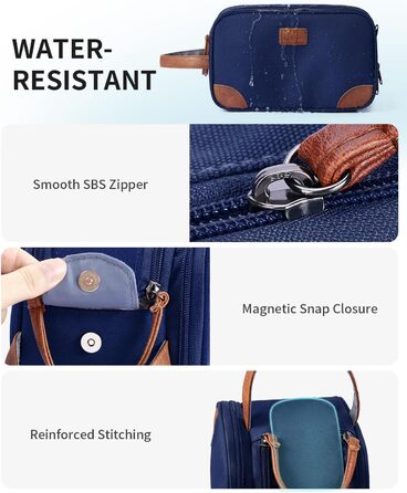 Чоловіча дорожня косметичка ECOHUB, водонепроникна, з відділенням для мокрого одягу, ремінь, з перероблених матеріалів, з двома застібками-блискавками (Синьо-зелений, Темно-синій)