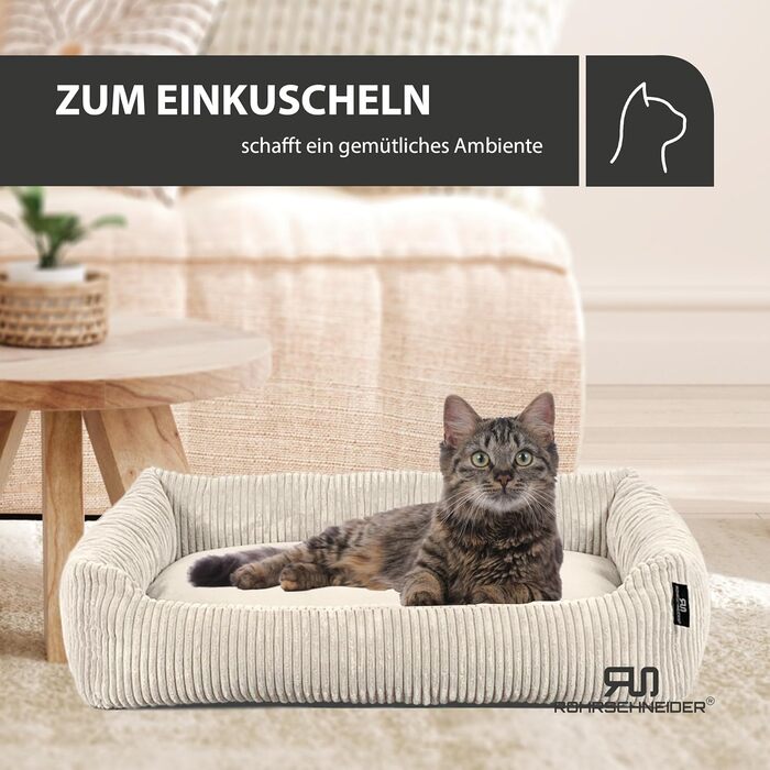 Кігтечка для котів Rohrschneider з м'якою оббивкою Cordstoff та набором іграшок (Бежевий, широка Cordstoff)