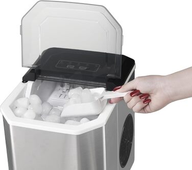 Машина для приготування льоду SENYA – 2 розміри кубиків, 12 кг/24 год, бак 1,3 л, LED-дисплей, інфрачервоне виявлення, нержавіюча сталь