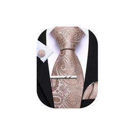 Набір краваток, краватка-метелик, нагрудна хустинка та манжетні кнопки Barry.Wang для чоловіків, шовкова краватка, формальний стиль, весілля, вечірка, бізнес (шампань)