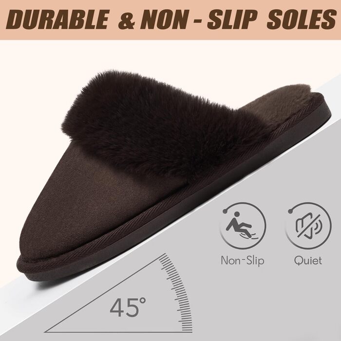 Тапочки домашні жіночі та чоловічі зимові з пам'яттю форми, теплі, м'які, з антиковзанням, зручні, для дому та вулиці (40.5/42 EU, кавового кольору)