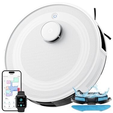 Робот-пилосос LEFANT M2 з функцією миття, 6000Pa, LiDAR-навігація, зони заборони, керування через додаток/Alexa, для шерсті тварин, килимів та твердих підлог