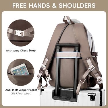 Шкільний рюкзак для підлітків, 36L, для дівчаток 3-9 класів, великий, стильний, для ноутбука 16 дюймів, підходить для валізи (колір: коричневий)