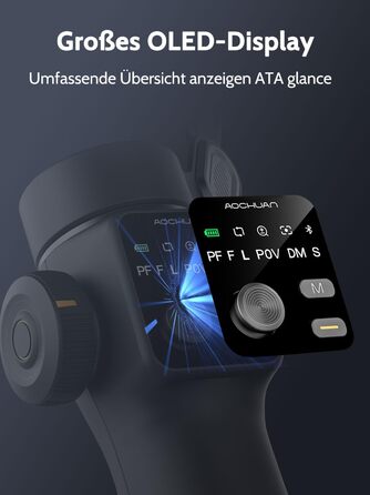 Стабілізатор для телефону Smart V8 Black з 3-осьовою стабілізацією та 7.8-дюймовою штангою, AI-трекінг, OLED-дисплей, кнопка зйомки